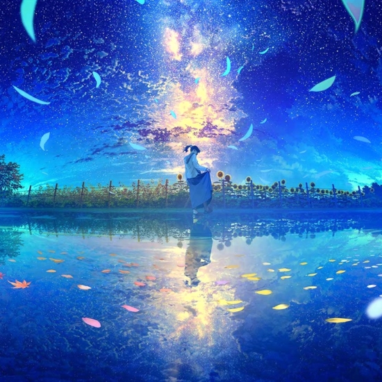 mochaの絵画作品　タイトルは、四季並べ-夜光-